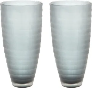 Smoke Matte Cut Vases - (Set of 2)