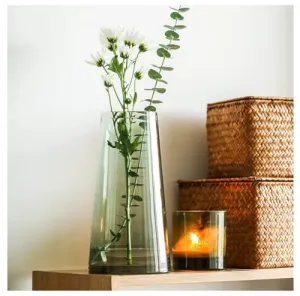 SPHINX Decorative Glass Vase for Flowers Plants Home Decor Office Living Table Decorations, Vases for Home Decor, Luster Glass Vase,Modern Glass Vase - (Green, Approx 9 Inches Height)