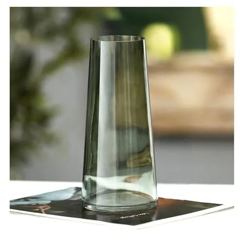 SPHINX Decorative Glass Vase for Flowers Plants Home Decor Office Living Table Decorations, Vases for Home Decor, Luster Glass Vase,Modern Glass Vase - (Green, Approx 9 Inches Height)