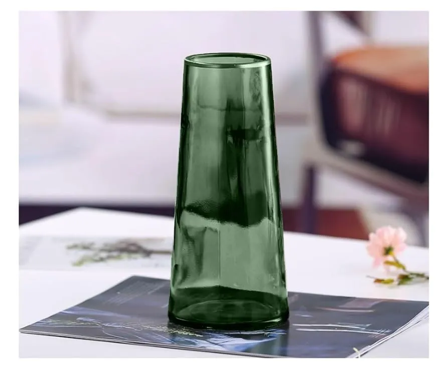 SPHINX Decorative Glass Vase for Flowers Plants Home Decor Office Living Table Decorations, Vases for Home Decor, Luster Glass Vase,Modern Glass Vase - (Green, Approx 9 Inches Height)