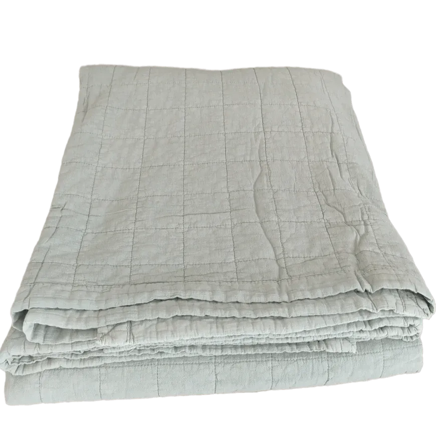 Stonewashed Cotton Reversible Quilt | Sage Green