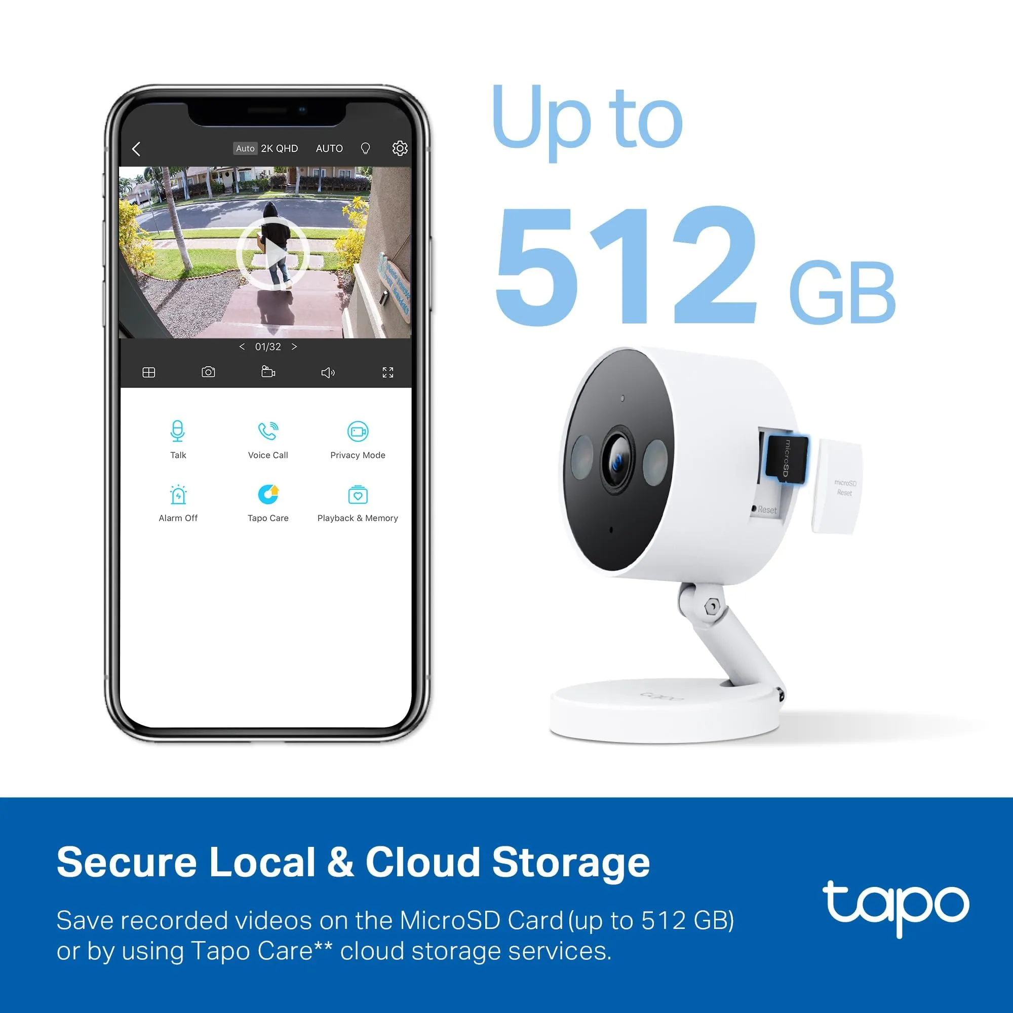 Tapo TP-Link 2K QHD Security Camera, Indoor/Outdoor,   ' , Color Night Vision, Free Person/Pet/Vehicle Detection, Invisible IR Mode, SD Storage, C120