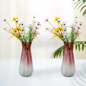 The Better Home Glass Vase for Home Decor (2Pcs- 30cm)|Center Table Decorative Items| Flower Vases for Home Decor| Dining Table Decorative Items| Transparent Flower Vase for Living Room, Office, Red
