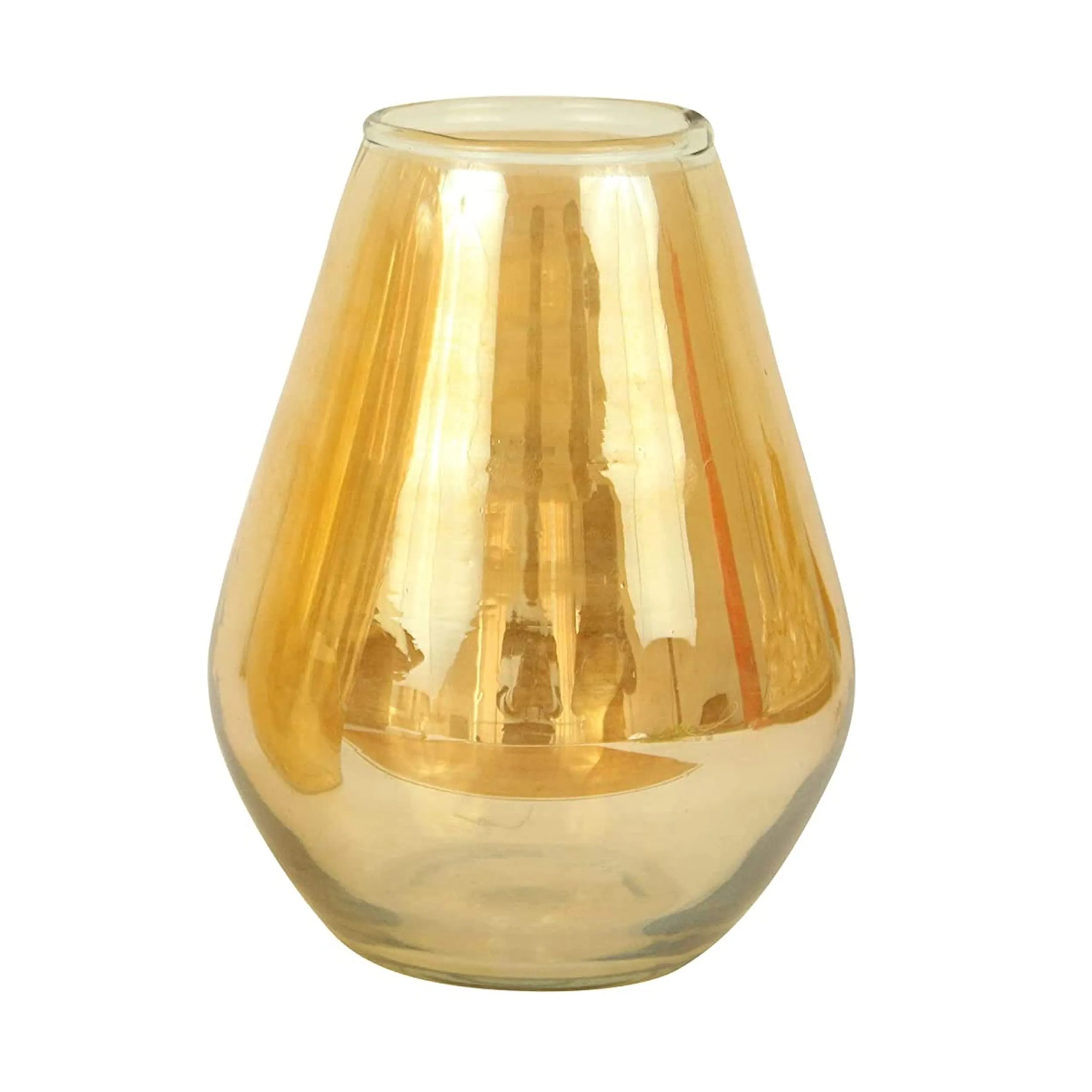 TIED RIBBONS Decorative Flower Glass Vase (Gold, 17 m x 7 cm) for Flowers Plants Home Decor Offiice Living Room Bedroom Hall Table Top Gifting Decorations Items