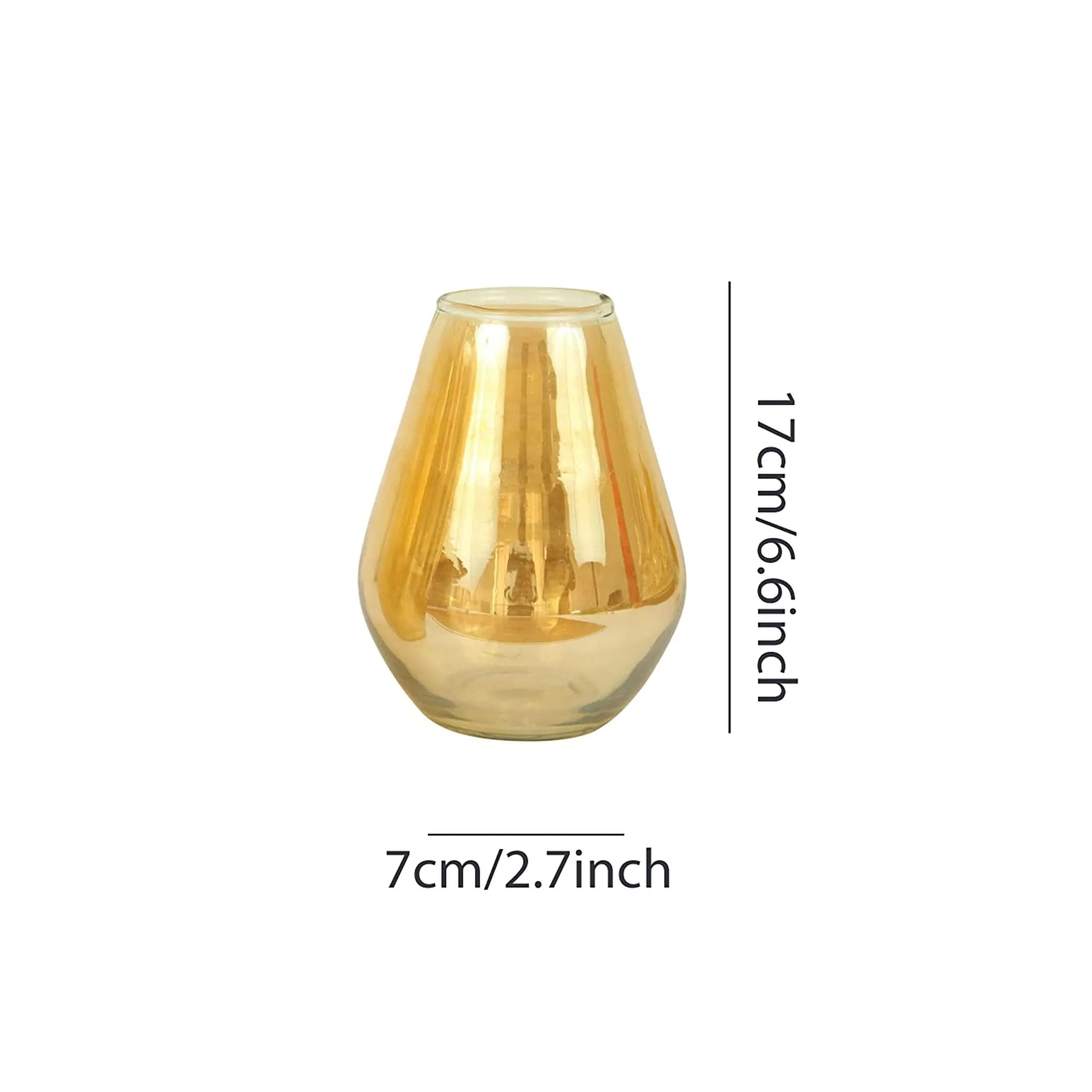 TIED RIBBONS Decorative Flower Glass Vase (Gold, 17 m x 7 cm) for Flowers Plants Home Decor Offiice Living Room Bedroom Hall Table Top Gifting Decorations Items